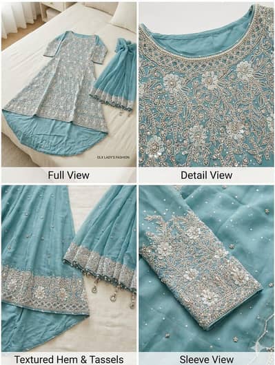Bridal Maxi with Dupatta – Light Blue