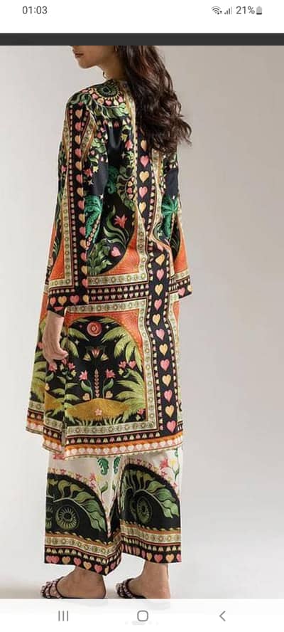 Ethnic long shirt cord set lawn