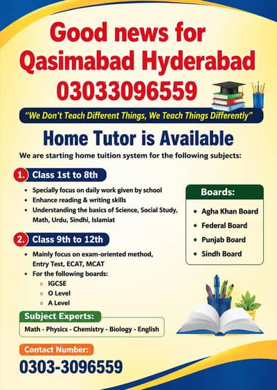 Home tutor service for quasimabad Hyderabad