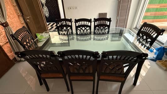 8 seater dining table with glass top