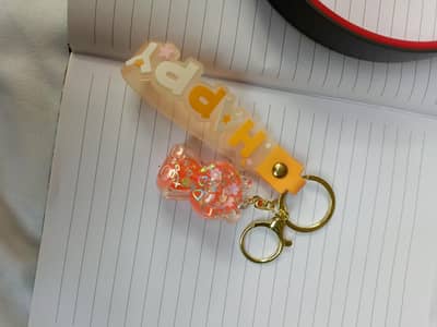 Glass heart and charm keychains