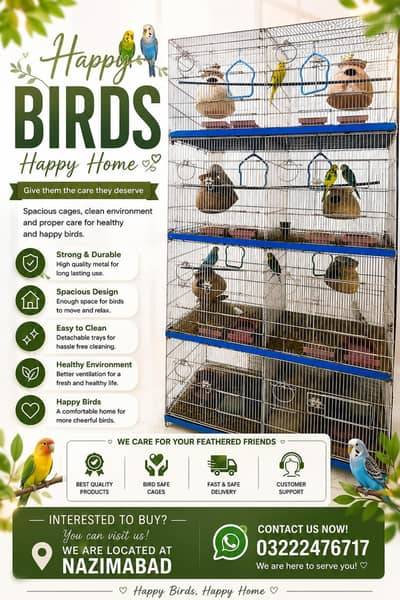 Complete Bird Cage Setup Available 