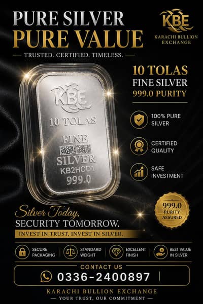 Original KBE Silver Bar 10 Tolas – Investment Grade