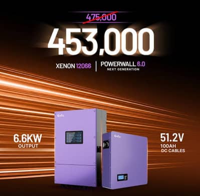 Knox 6.6Kw IP66 PV12066 Inverter + Powerwall 6.0 51.2 Lithium Battery