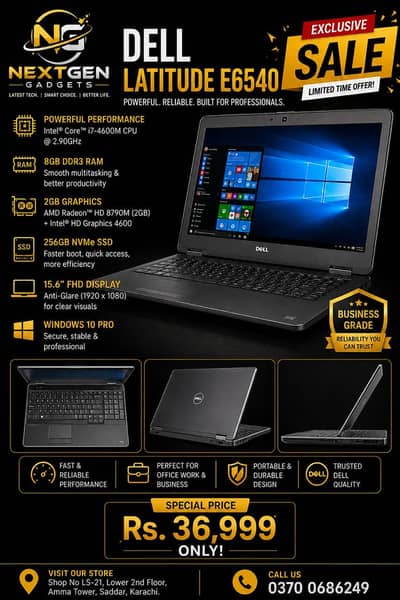 Dell Latitude E6540 – Core i7 | 8GB RAM | 256GB SSD | 2GB Graphics