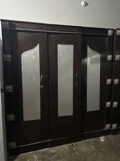 3 Door Wooden Wardrobe | Strong & Spacious Almari | Good Condition
