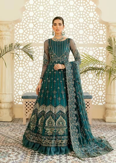 Akbar Aslam Green Maxi Stitched