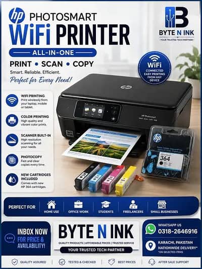 hp Photosmart 5520 new wifi all in one 4 colors both printer scanner