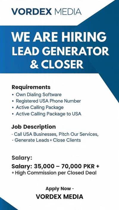 URGENT HIRING: Lead Generator & Closer with USA Number