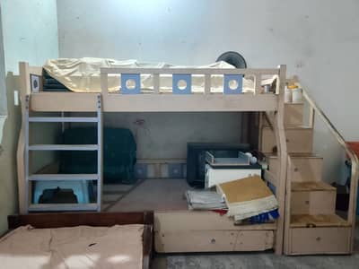 Pure wooden kids double bed