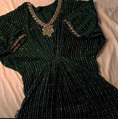 Bottle green  embellishment Eastern Kaftan