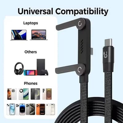 2 in 1 charging cable with stand metal