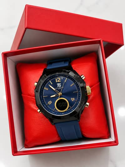 T5 Ladies Strap Watch – Blue Silicone Strap | Analog-Digital Fashion W