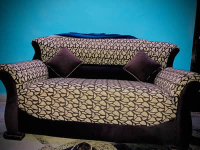 9 Seater Sofa Set | Brown & Cream | Excellent Condition
