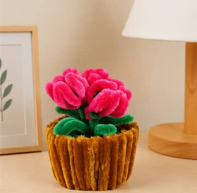 Handmade Pipe Cleaner Flower Pot Cute Home Décor