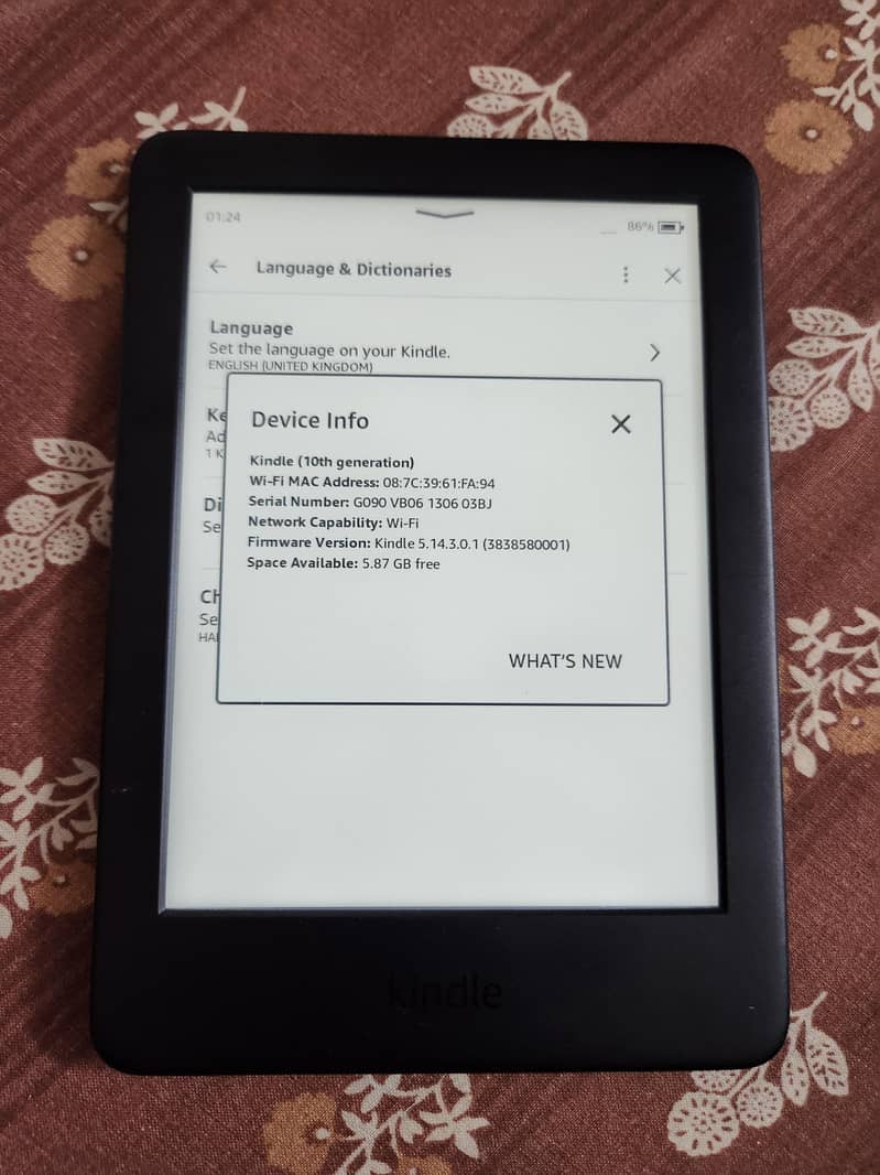 Amazon kindle 10th generation basic 8gb memory 4