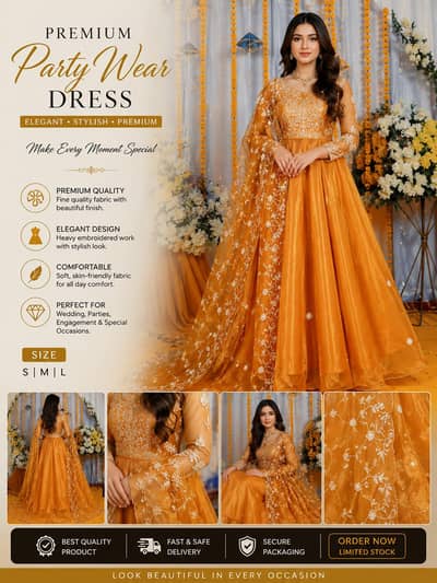 Premium Mustard Party Wear Maxi