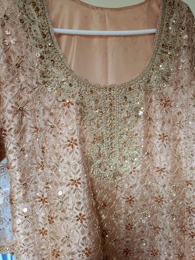 Golden Bridal Valima Maxi with Dupata & Trouser ( XL ) Excellent Condi