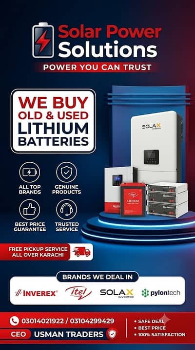 All Brands Lithium Batteries Available | Solax, Inverex, Itel, Pylont