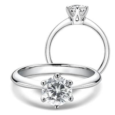 white gold ring with moisonite stone
