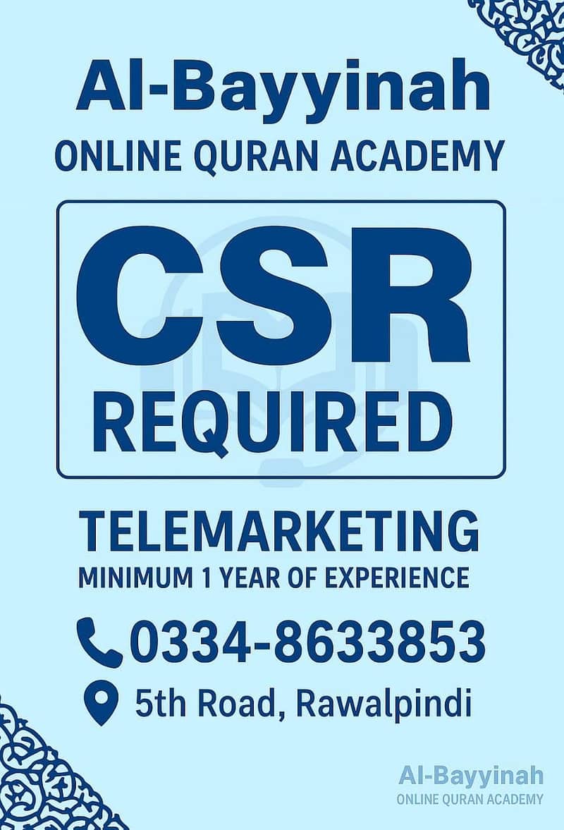 Required CSR for Quran Academy 0