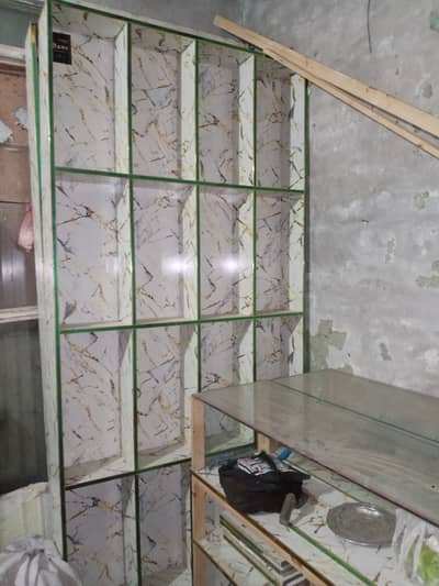 Cosmetics shops racks and counter