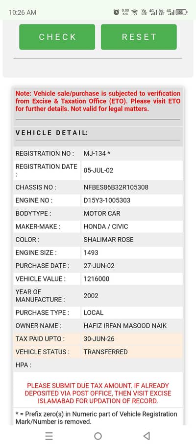 Honda Civic Prosmetic 2002