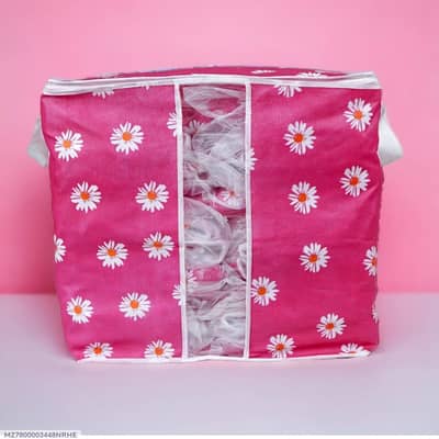 Pink Daisy storage Bag 15kg Transparent front