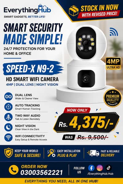 Speed -X N9-2 4MP Dual Lens WiFi Smart Security Camera | Auto Tracking