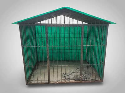 Large Heavy Duty Dog Cage / Dog House - Green Fiber Roof