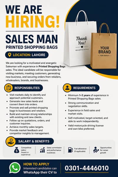 Job Title: Salesman – Printed Shopping Bags