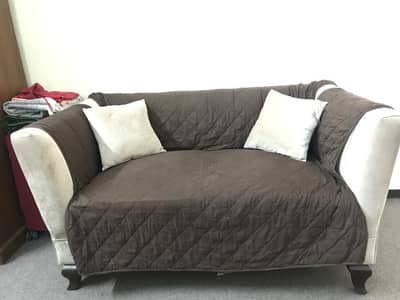 7 Seater Quilted sofa cover set- Brown- Good Condition 8/10