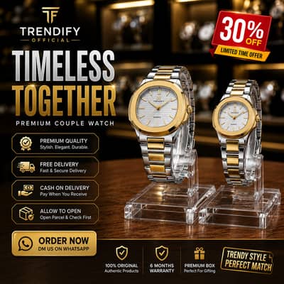 Premium Couple Watches at 30% OFF. Enjoy FREE Delivery, Cash on Delive