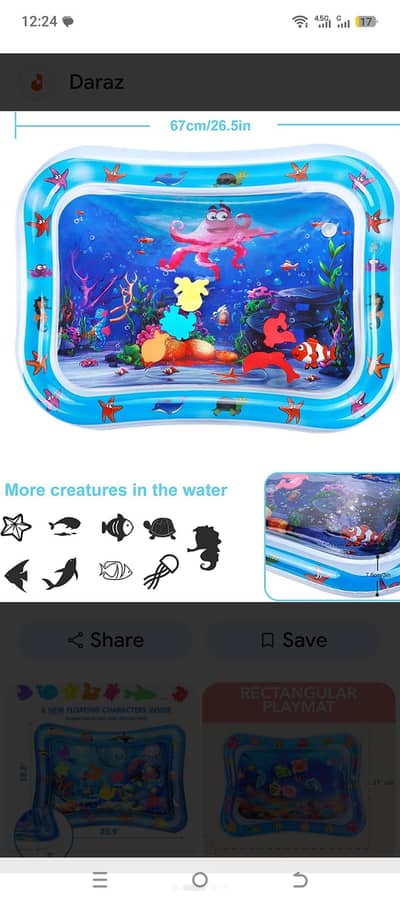 inflatable baby tummy time water mat