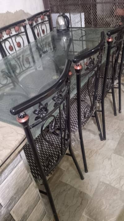 GLASS DINING WITH 8 CHAIRS