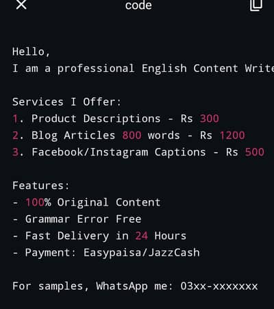 English Content Writer | Product Descriptions + Blogs