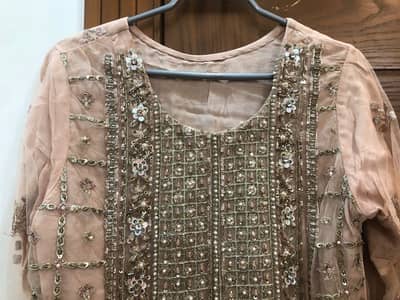 Elegant 3 Piece Embroidered Net Suit | Party Wear | Medium Size