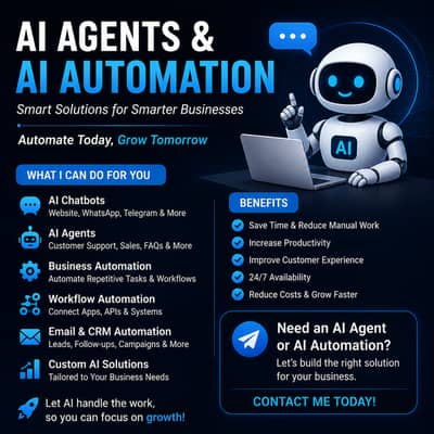 AI Agents or AI Automation creator   contact on  whatsapp 03016540781
