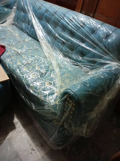 L Shaped 7 Seater Sofa  in good quality foum and textured velvet cloth