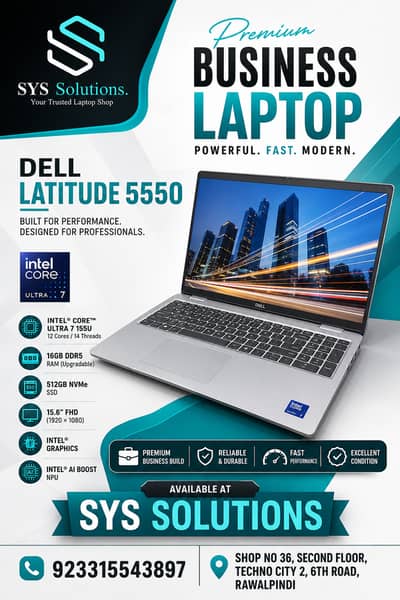 LAPTOP Dell Latitude 5550 | Core Ultra 7 | 16GB DDR5 | 512GB NVMe SSD