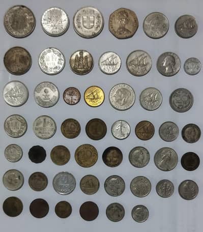 50 Old Currency Coins of Different Countries