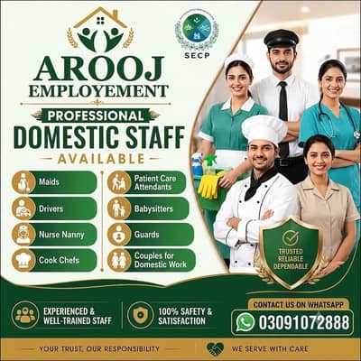 Maids / House Maids / cook / House chef / Baby Sitter maid available