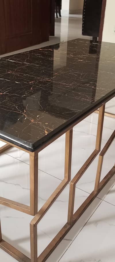 LUXURY MARBLE TOP CONSOLE TABLE - BLACK GOLD ACCENT TABLE
