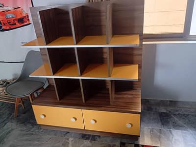 Storage Bookshelf Set | Excellent Condition | Walnut & Mustard Yellow
