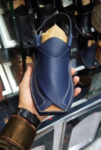 Navy blue peshwari chapple soft and comfortable