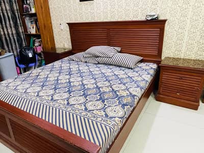 Bed without mattress & side tables and Dressing