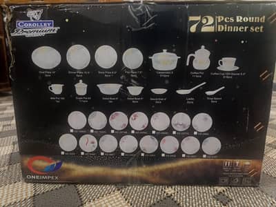 Brand new 72 pcs round dinner set in chinaware white colour