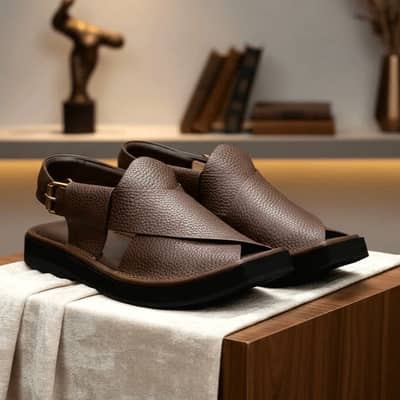 Kaptaan Chappal with Brown Doted