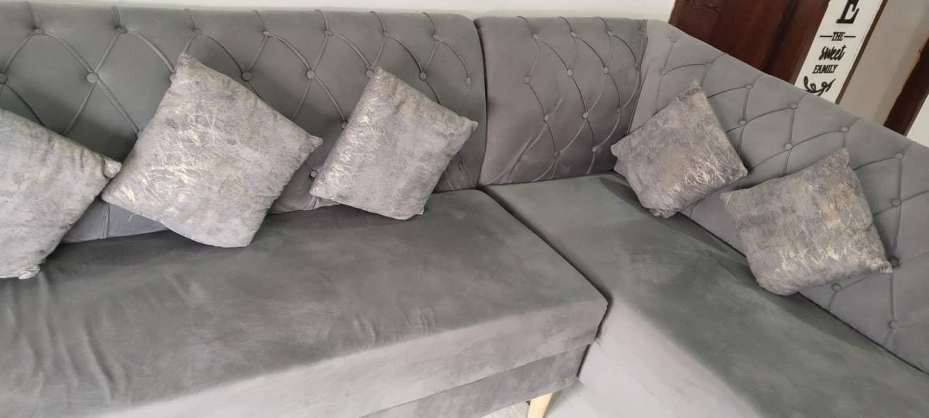 L shape gray sofa 1