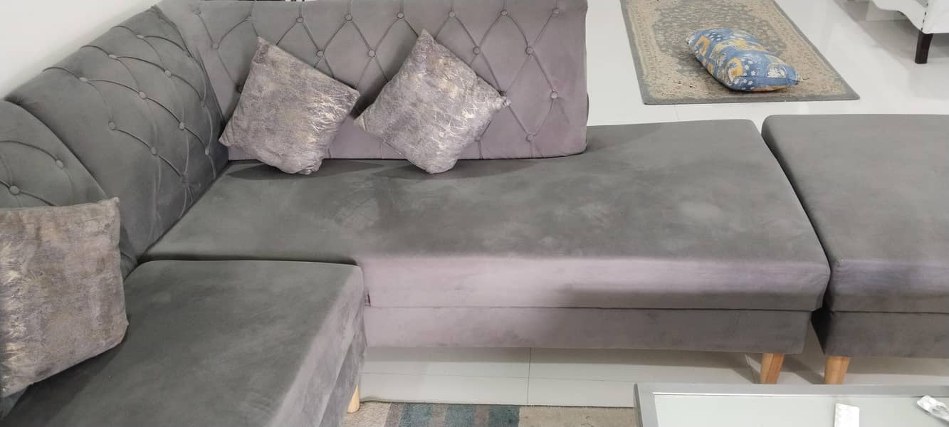 L shape gray sofa 2